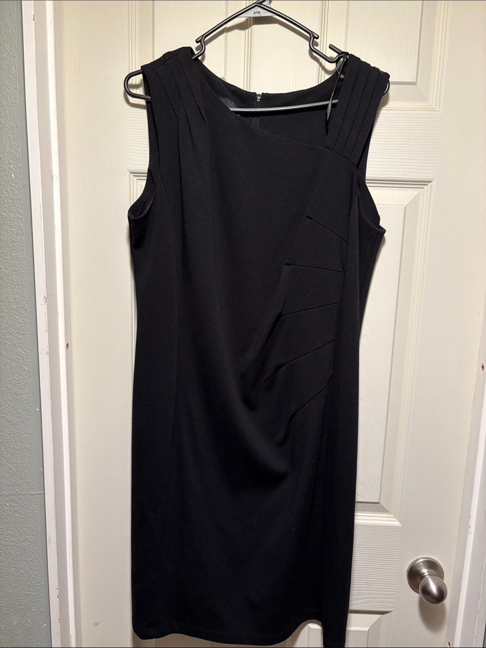 AB Studio Black Sleeveless Pleated Panel Midi Dress